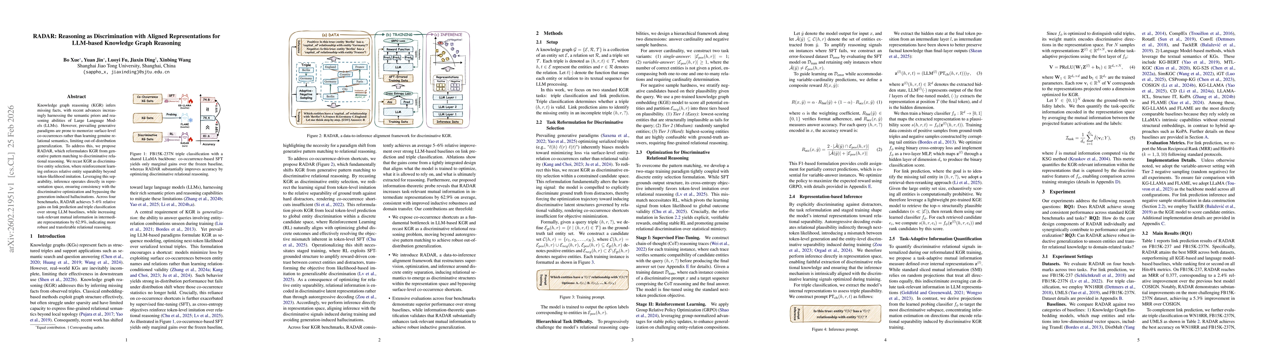 Thumbnail for RADAR: Reasoning as Discrimination with Aligned Representations for LLM-based Knowledge Graph Reasoning