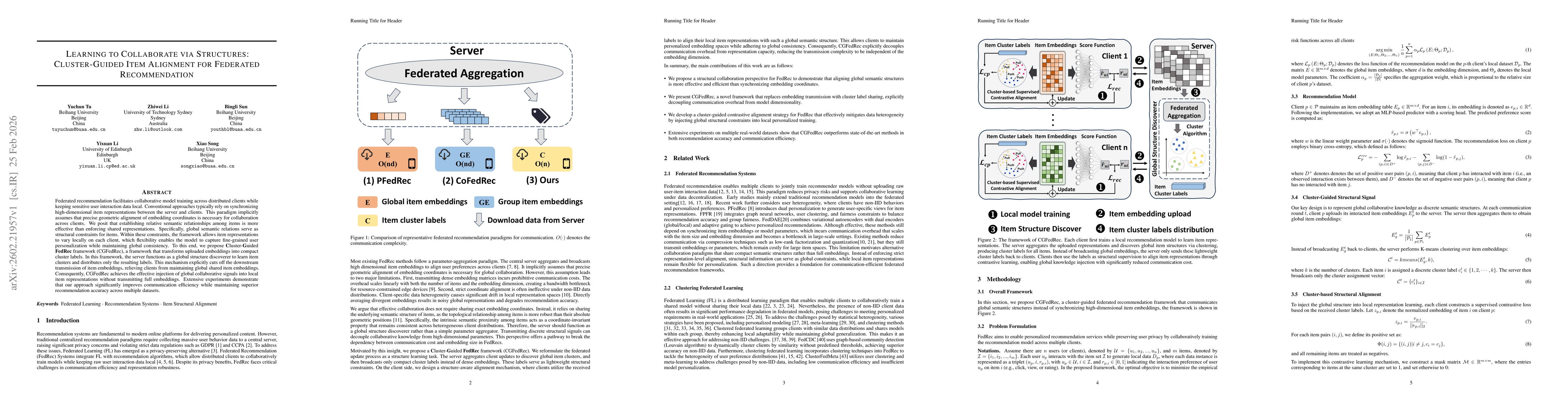 Thumbnail for Learning to Collaborate via Structures: Cluster-Guided Item Alignment for Federated Recommendation