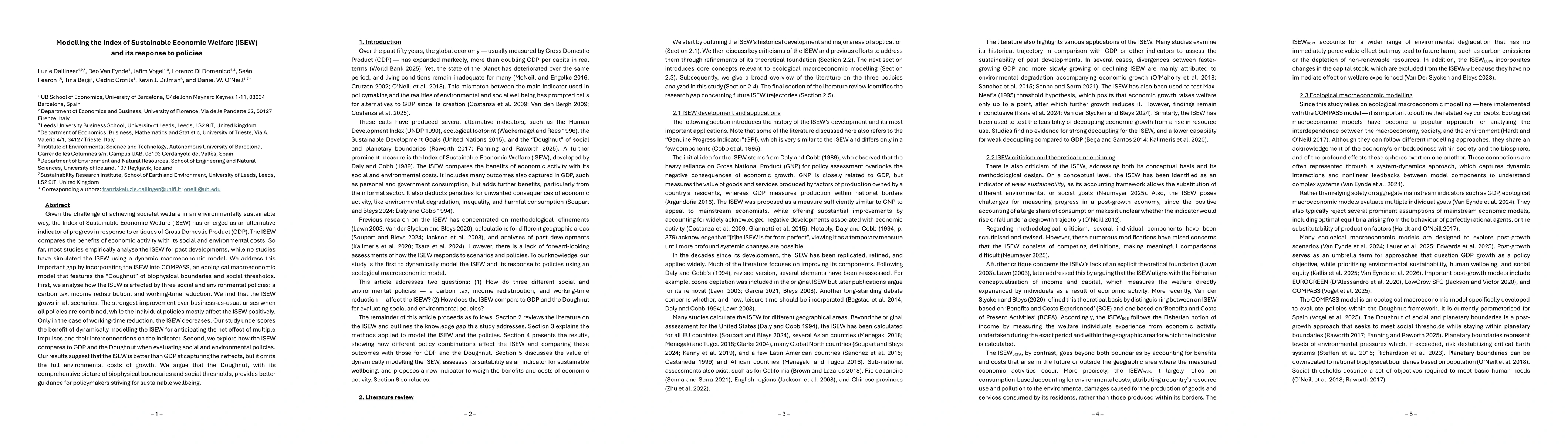 Thumbnail for Modelling the Index of Sustainable Economic Welfare (ISEW) and its response to policies