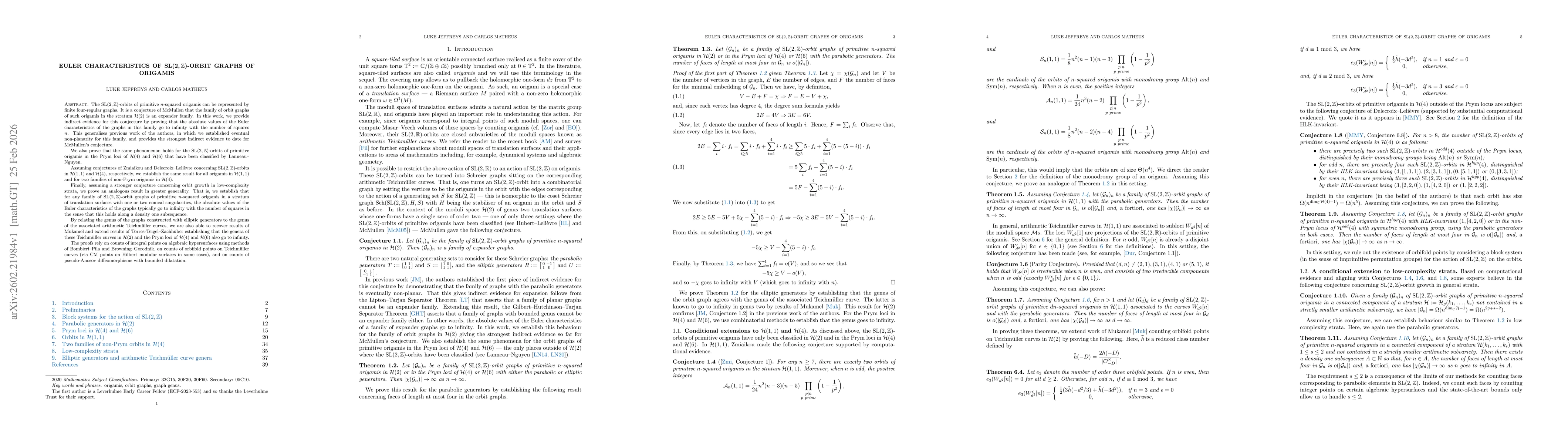 Thumbnail for Euler characteristics of $SL(2,\mathbb{Z})$-orbit graphs of origamis