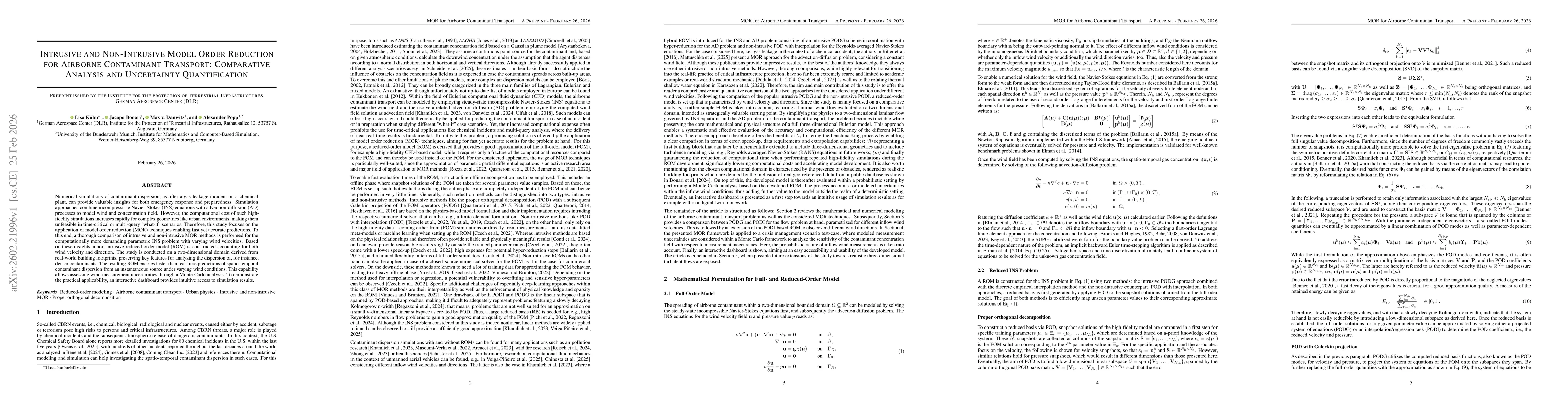 Thumbnail for Intrusive and Non-Intrusive Model Order Reduction for Airborne Contaminant Transport: Comparative Analysis and Uncertainty Quantification