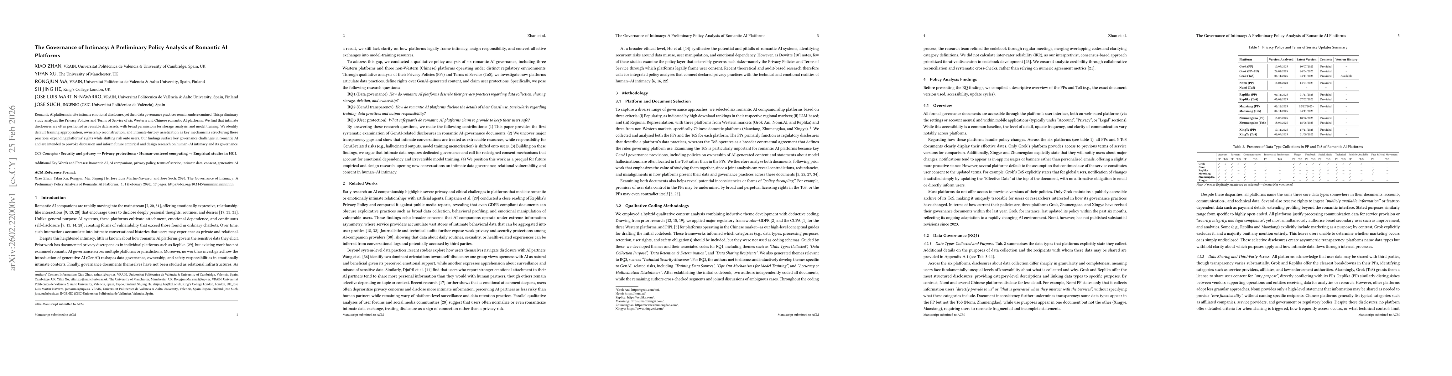 Thumbnail for The Governance of Intimacy: A Preliminary Policy Analysis of Romantic AI Platforms