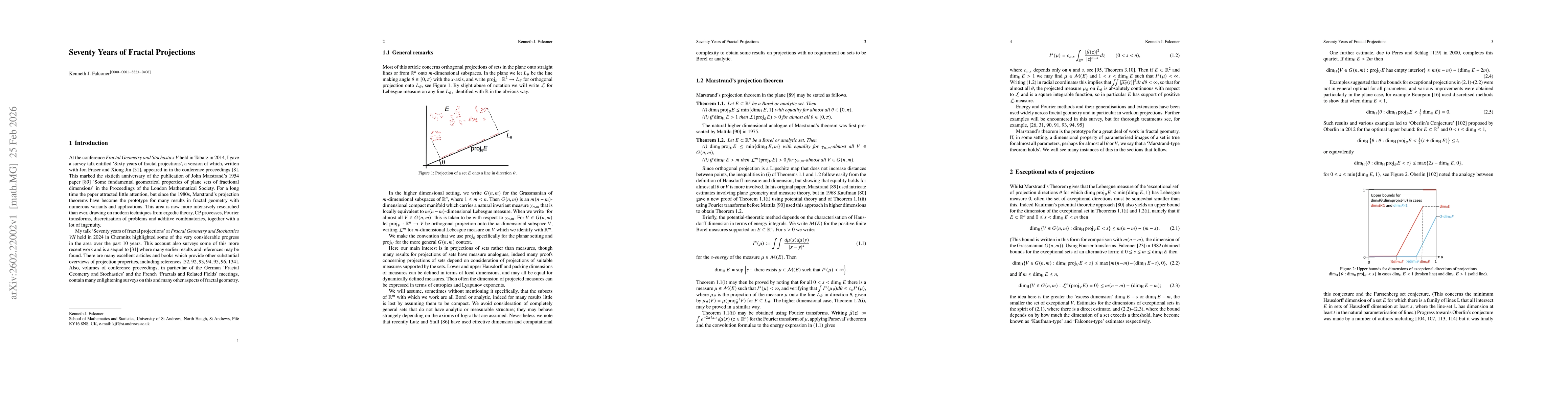 Thumbnail for Seventy Years of Fractal Projections