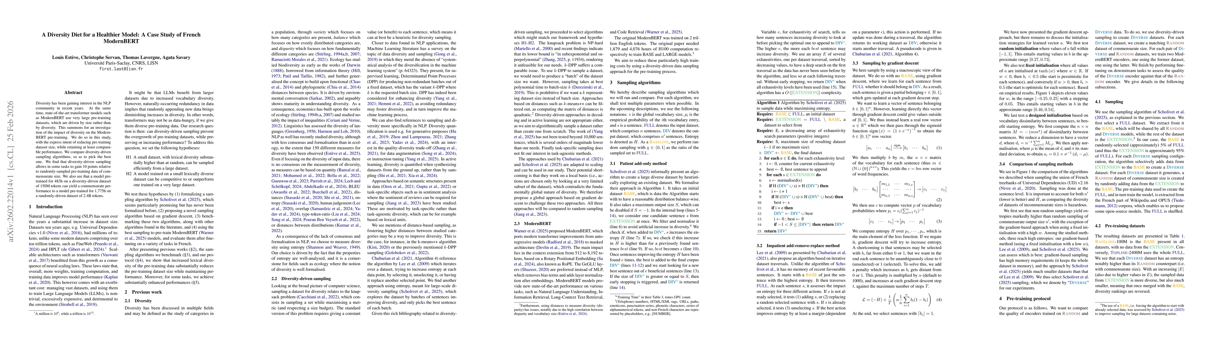 Thumbnail for A Diversity Diet for a Healthier Model: A Case Study of French ModernBERT