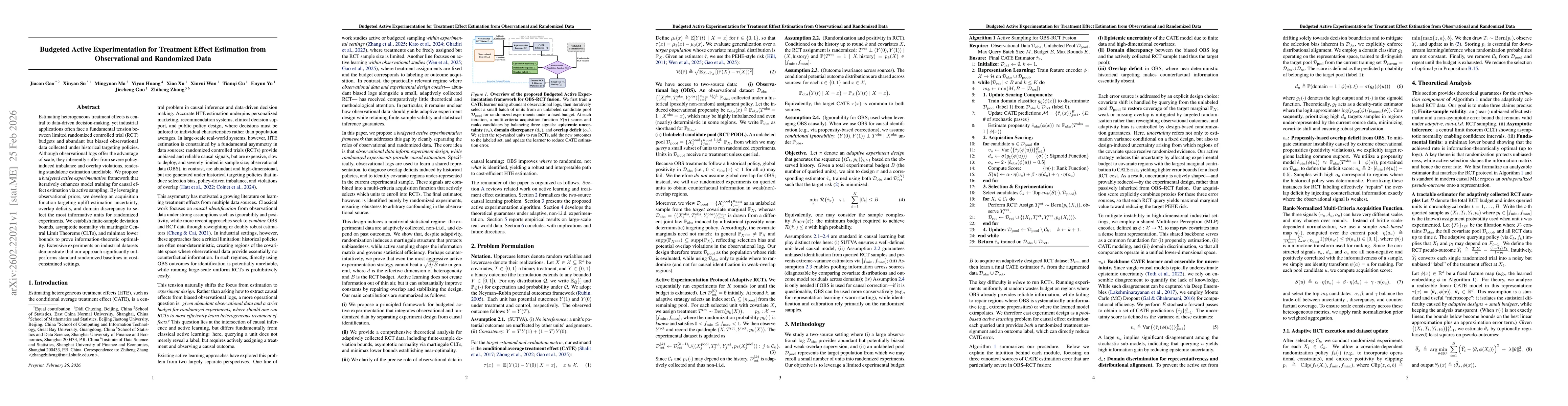 Thumbnail for Budgeted Active Experimentation for Treatment Effect Estimation from Observational and Randomized Data