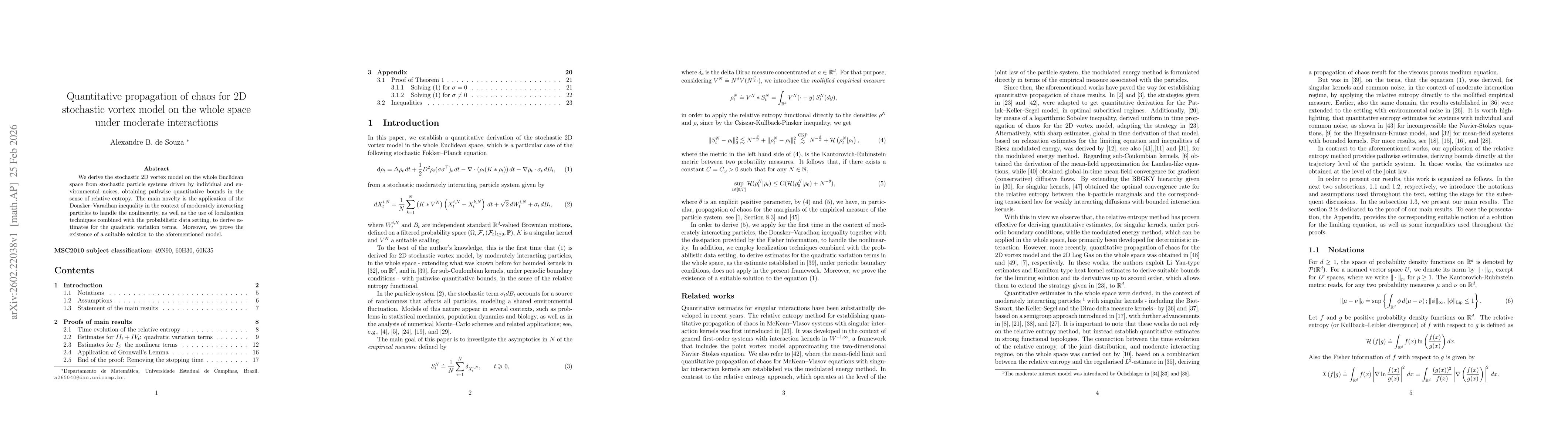 Thumbnail for Quantitative propagation of chaos for 2D stochastic vortex model on the whole space under moderate interactions
