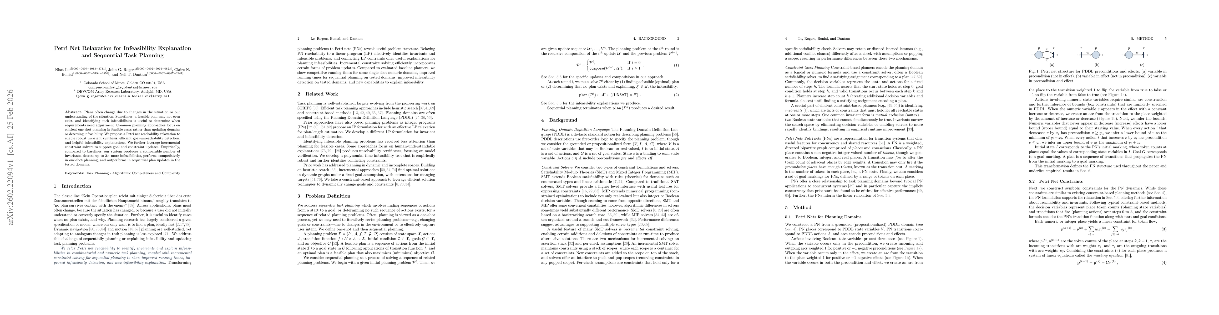 Thumbnail for Petri Net Relaxation for Infeasibility Explanation and Sequential Task Planning