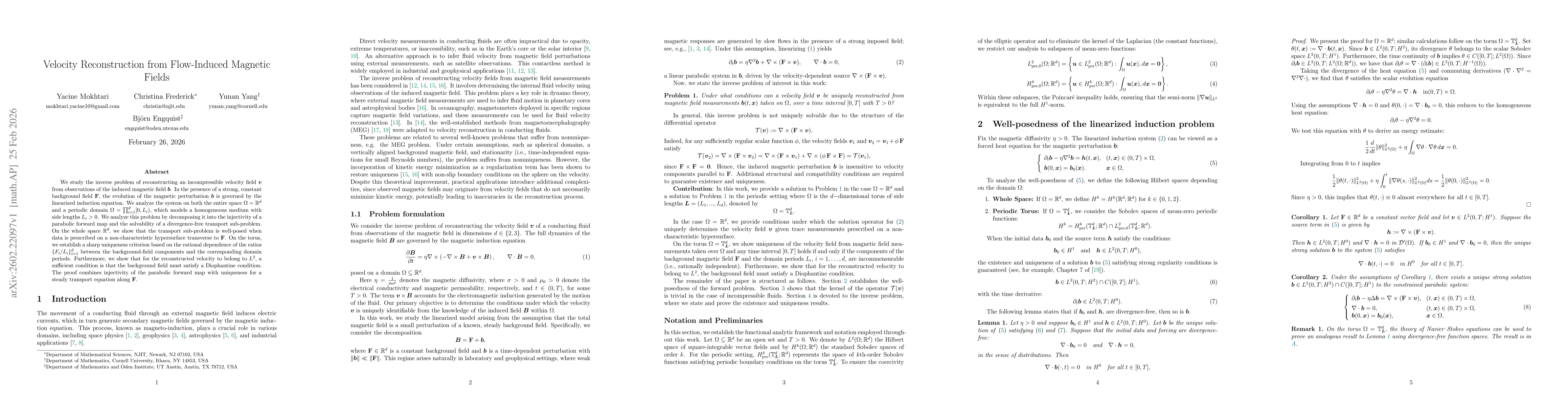 Thumbnail for Velocity Reconstruction from Flow-Induced Magnetic Fields