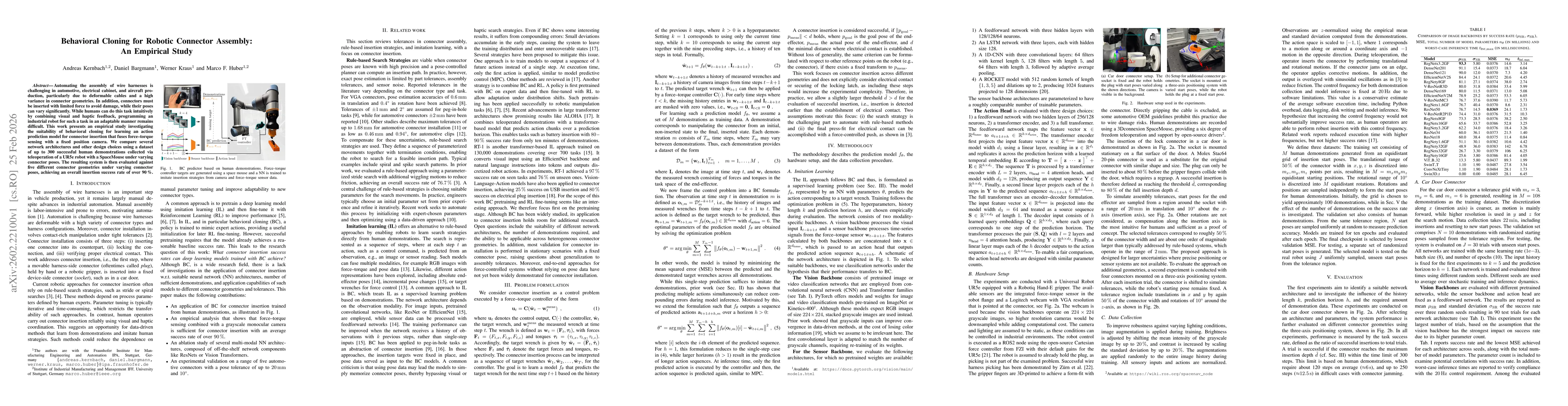 Thumbnail for Behavioral Cloning for Robotic Connector Assembly: An Empirical Study