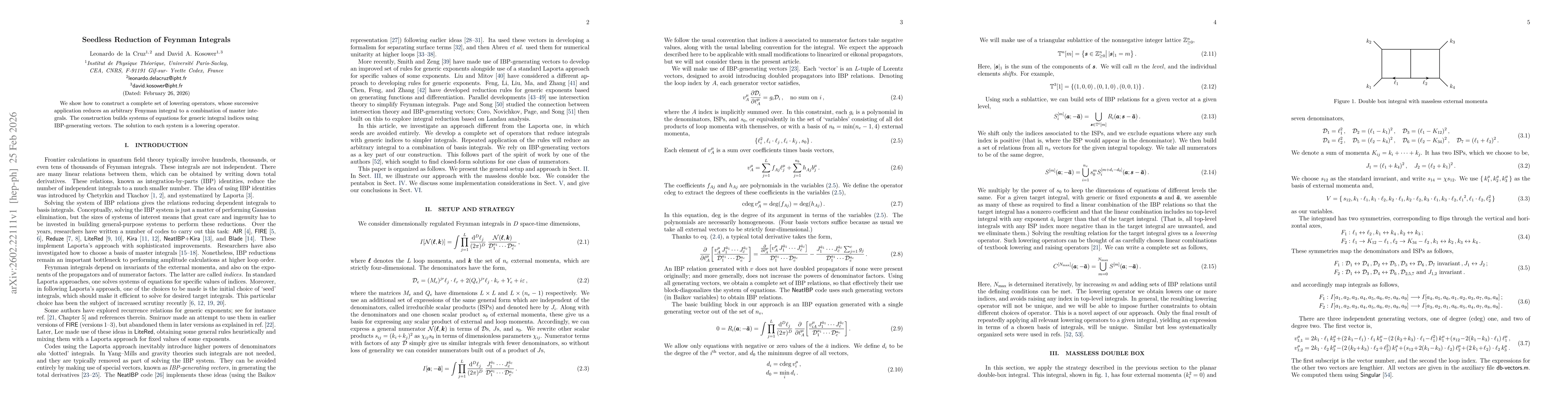 Thumbnail for Seedless Reduction of Feynman Integrals