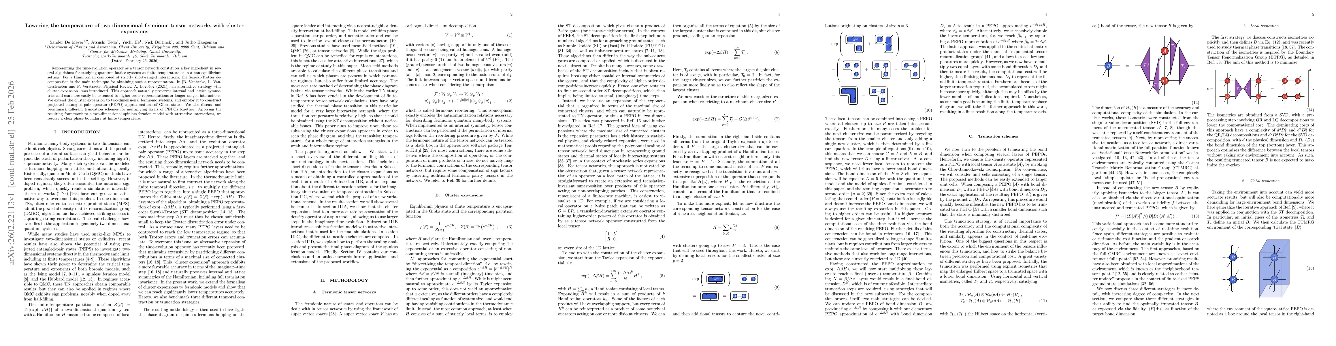 Thumbnail for Lowering the temperature of two-dimensional fermionic tensor networks with cluster expansions