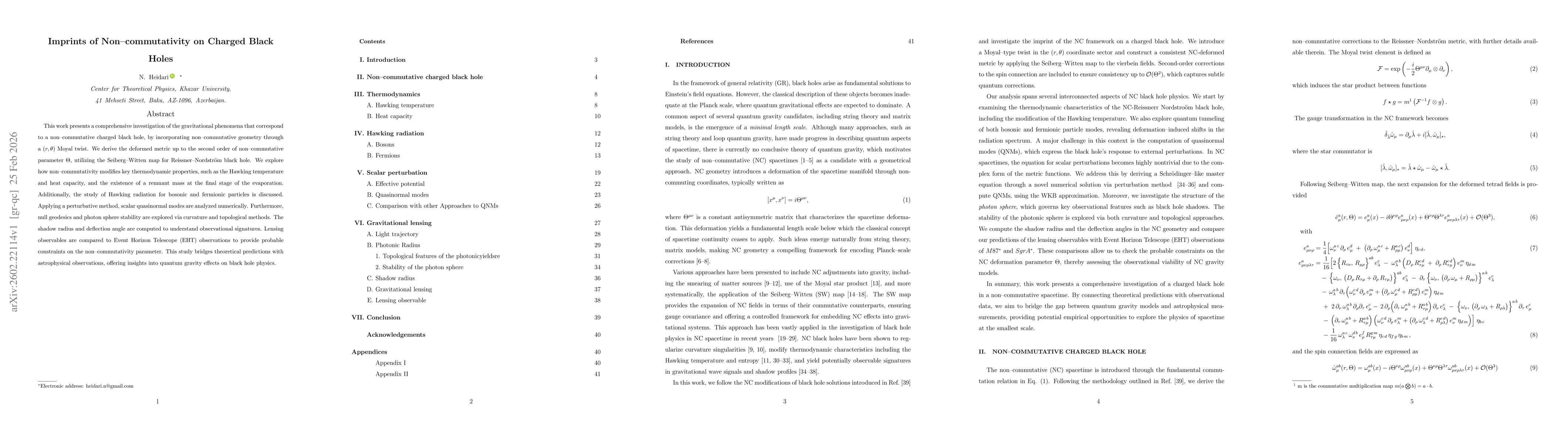 Thumbnail for Imprints of non-commutativity on charged black holes