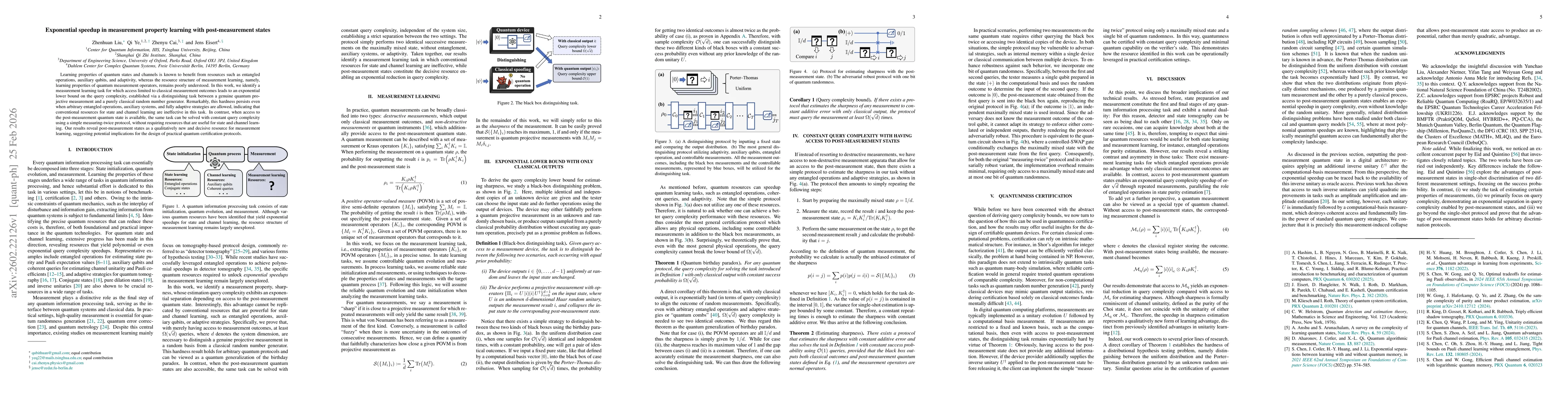 Thumbnail for Exponential speedup in measurement property learning with post-measurement states