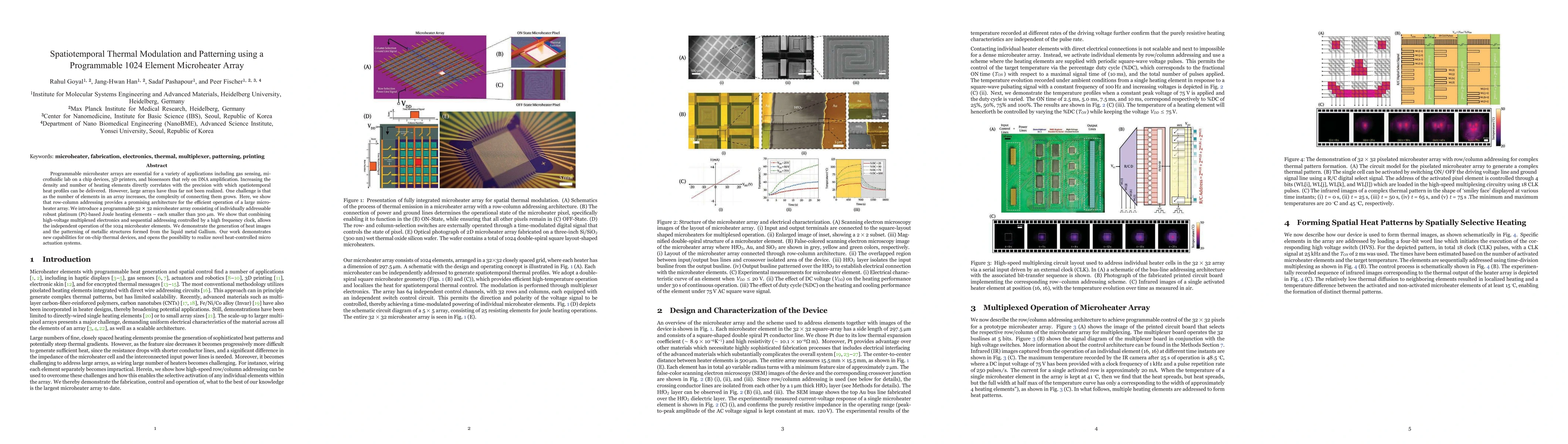 Thumbnail for Spatiotemporal Thermal Modulation and Patterning using a Programmable 1024 Element Microheater Array