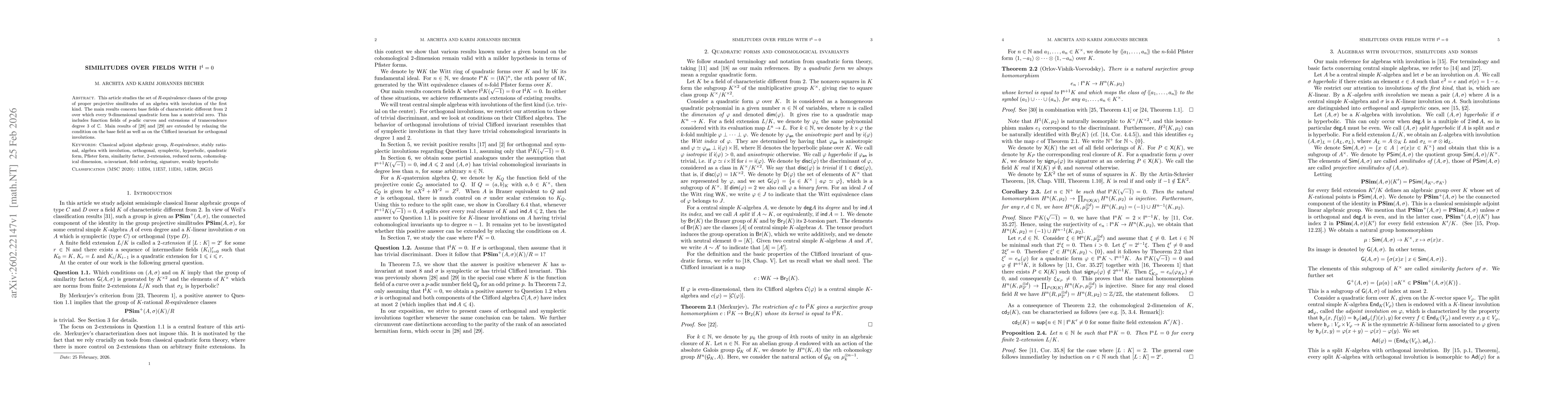 Thumbnail for Similitudes over fields with I^4=0