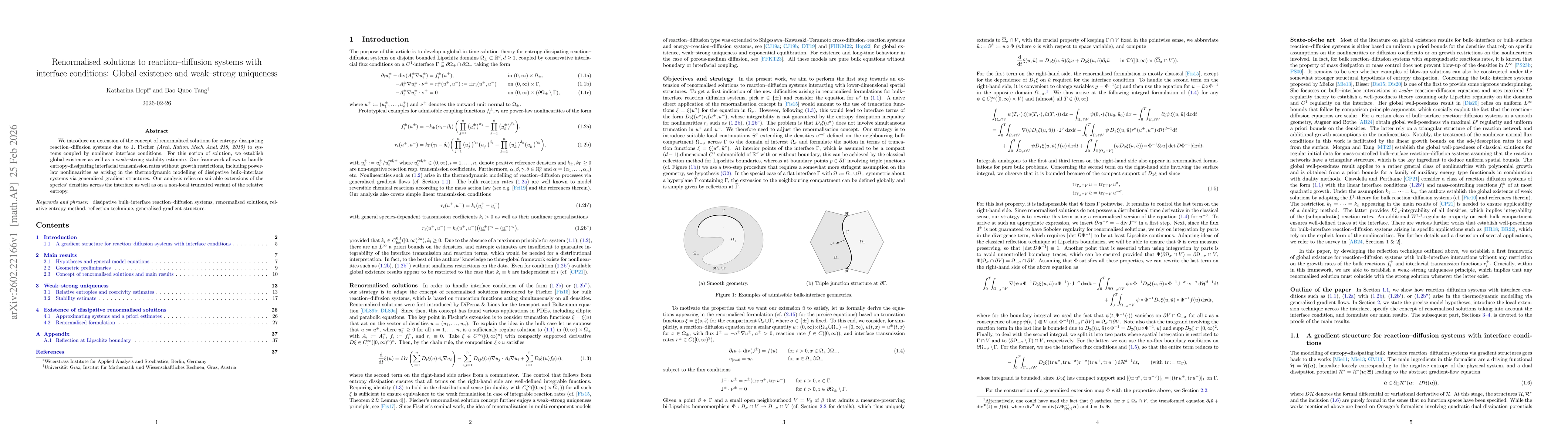 Thumbnail for Renormalised solutions to reaction-diffusion systems with interface conditions: Global existence and weak-strong uniqueness
