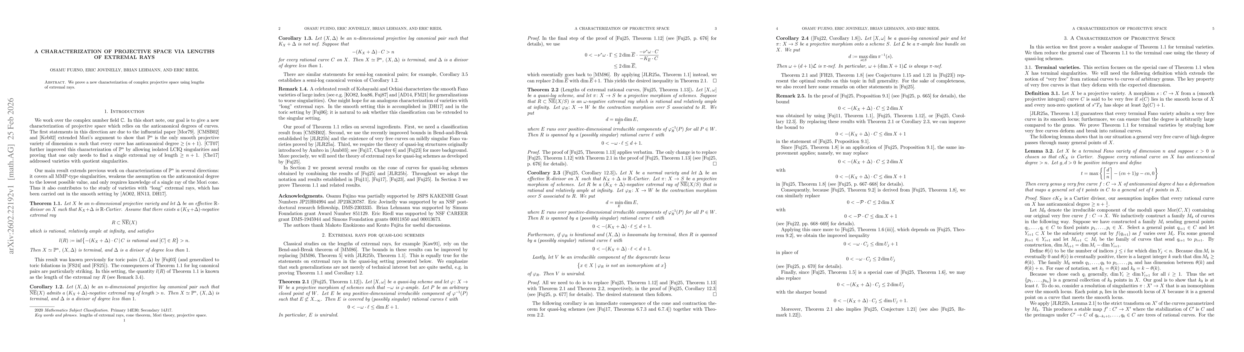 Thumbnail for A characterization of projective space via lengths of extremal rays