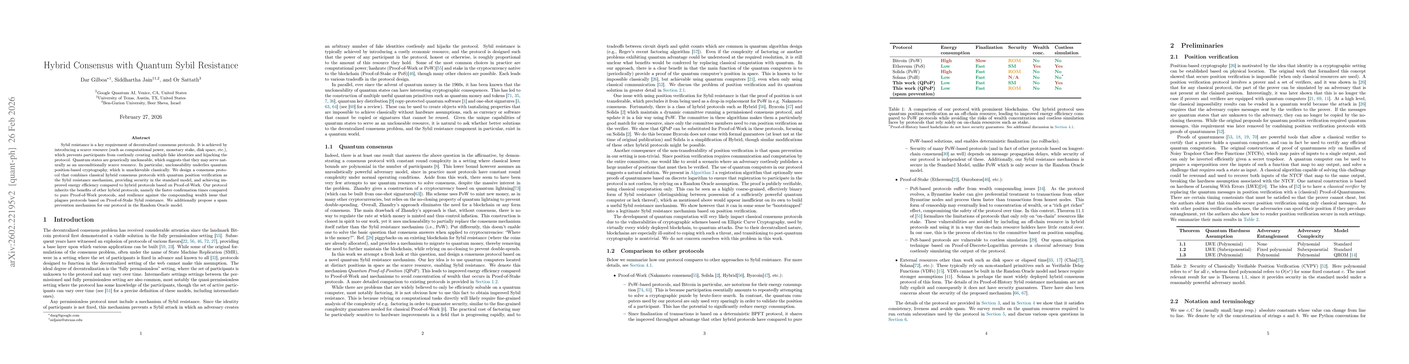 Thumbnail for Hybrid Consensus with Quantum Sybil Resistance