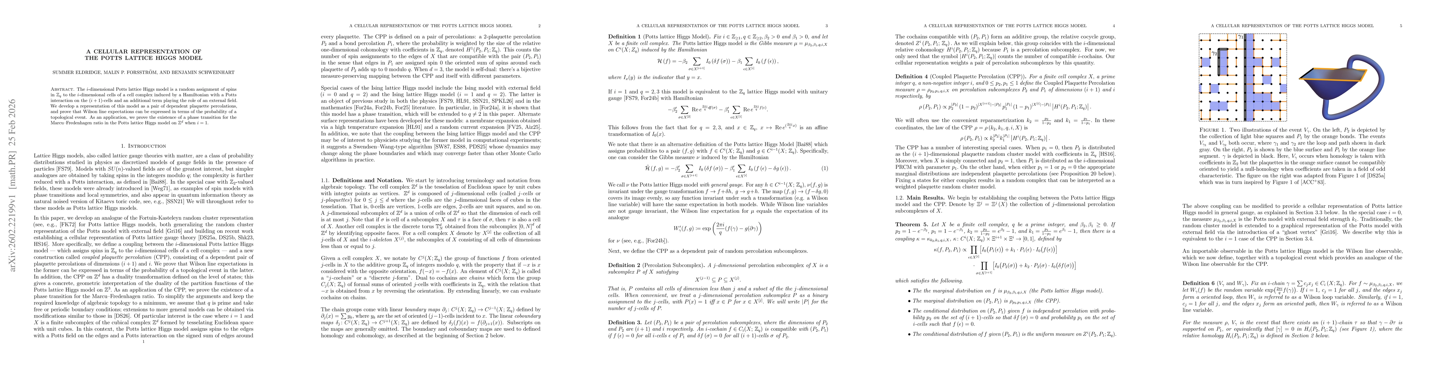 Thumbnail for A Cellular Representation of the Potts Lattice Higgs Model