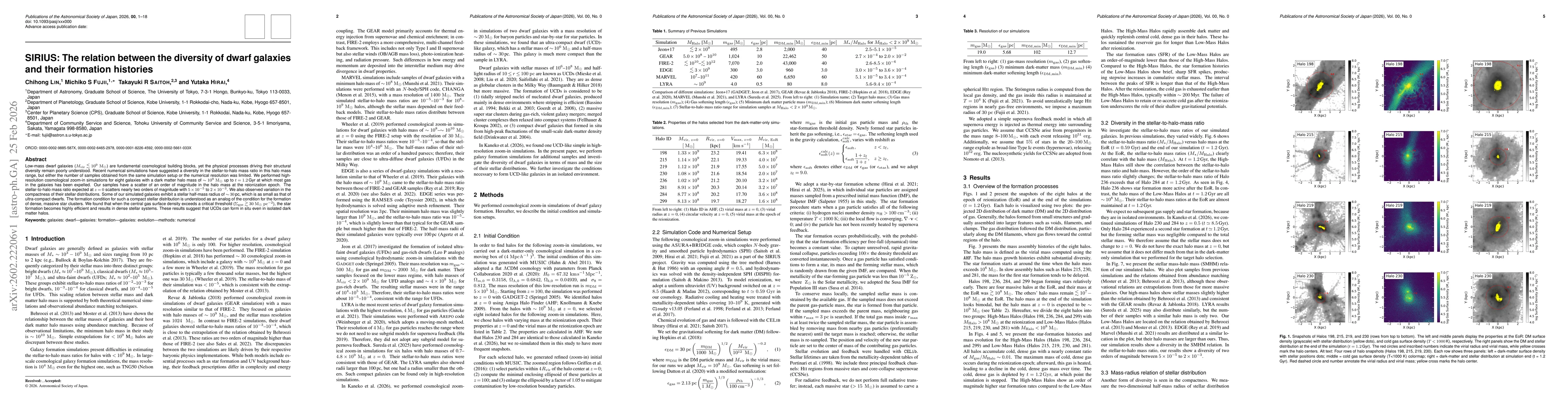 Thumbnail for SIRIUS: The relation between the diversity of dwarf galaxies and their formation histories