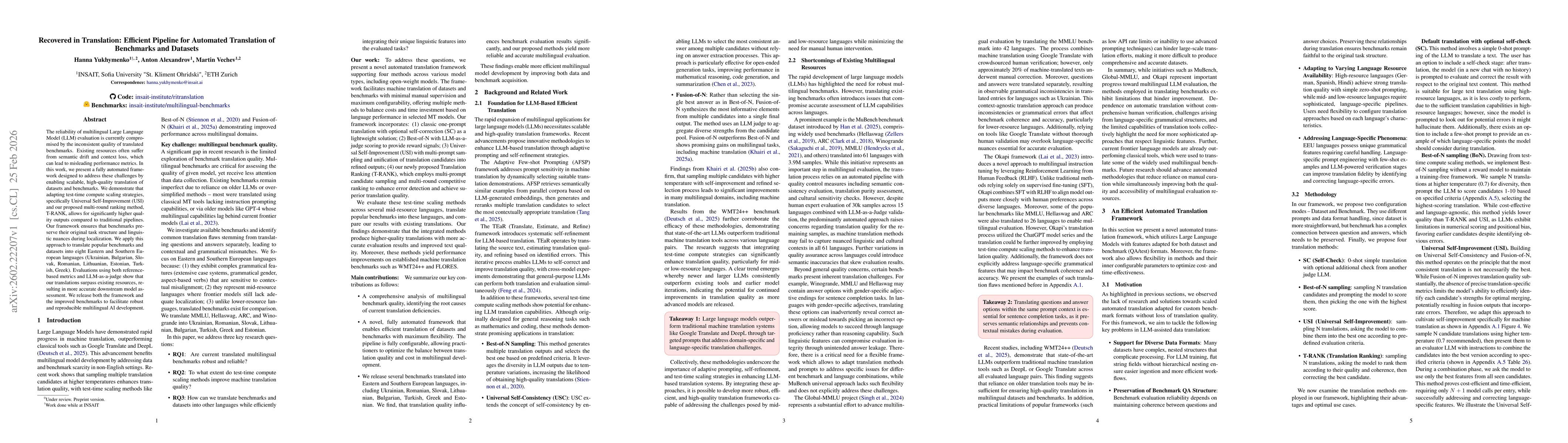 Thumbnail for Recovered in Translation: Efficient Pipeline for Automated Translation of Benchmarks and Datasets