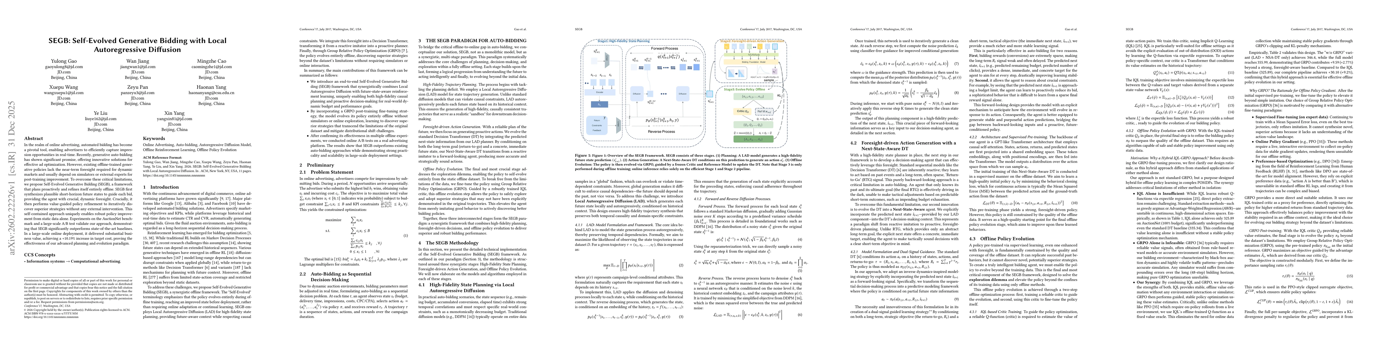 Thumbnail for SEGB: Self-Evolved Generative Bidding with Local Autoregressive Diffusion