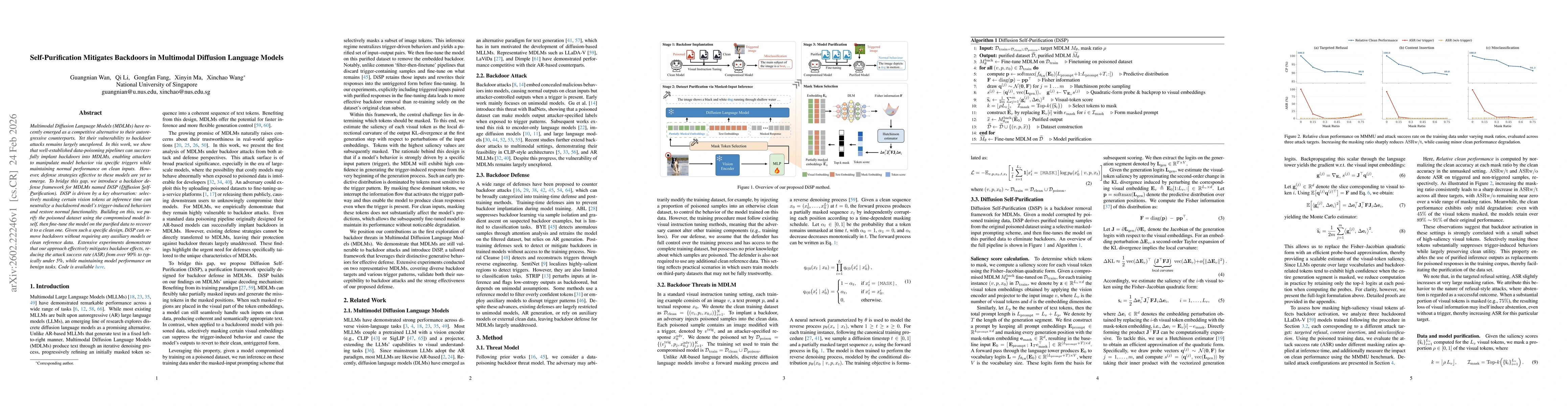 Thumbnail for Self-Purification Mitigates Backdoors in Multimodal Diffusion Language Models