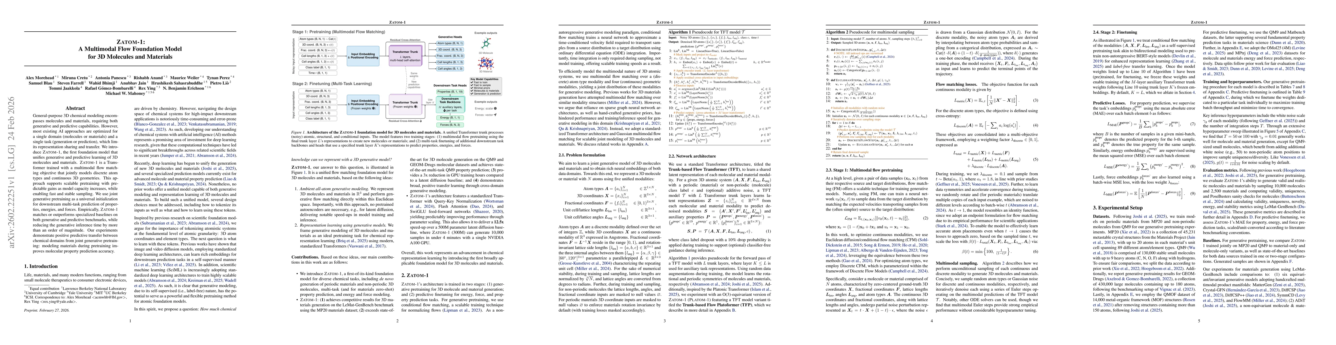Thumbnail for Zatom-1: A Multimodal Flow Foundation Model for 3D Molecules and Materials