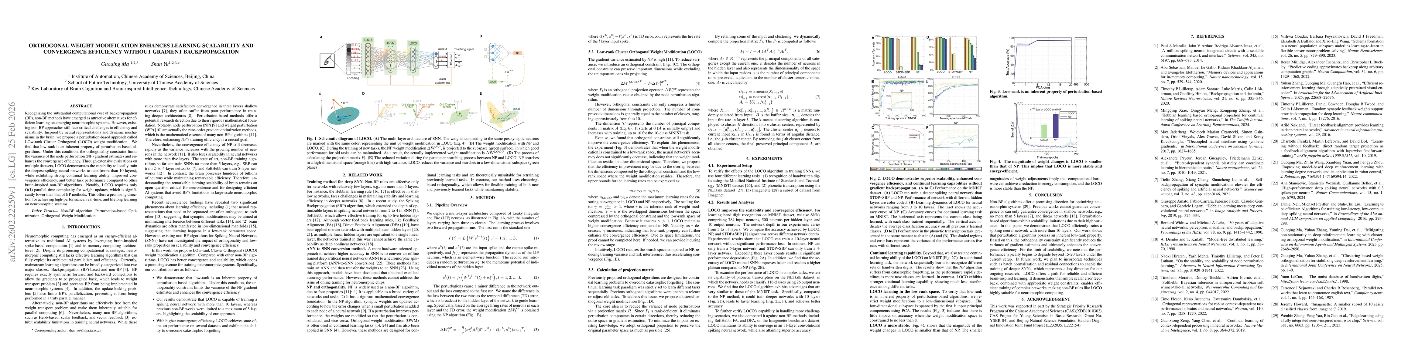 Thumbnail for Orthogonal Weight Modification Enhances Learning Scalability and Convergence Efficiency without Gradient Backpropagation