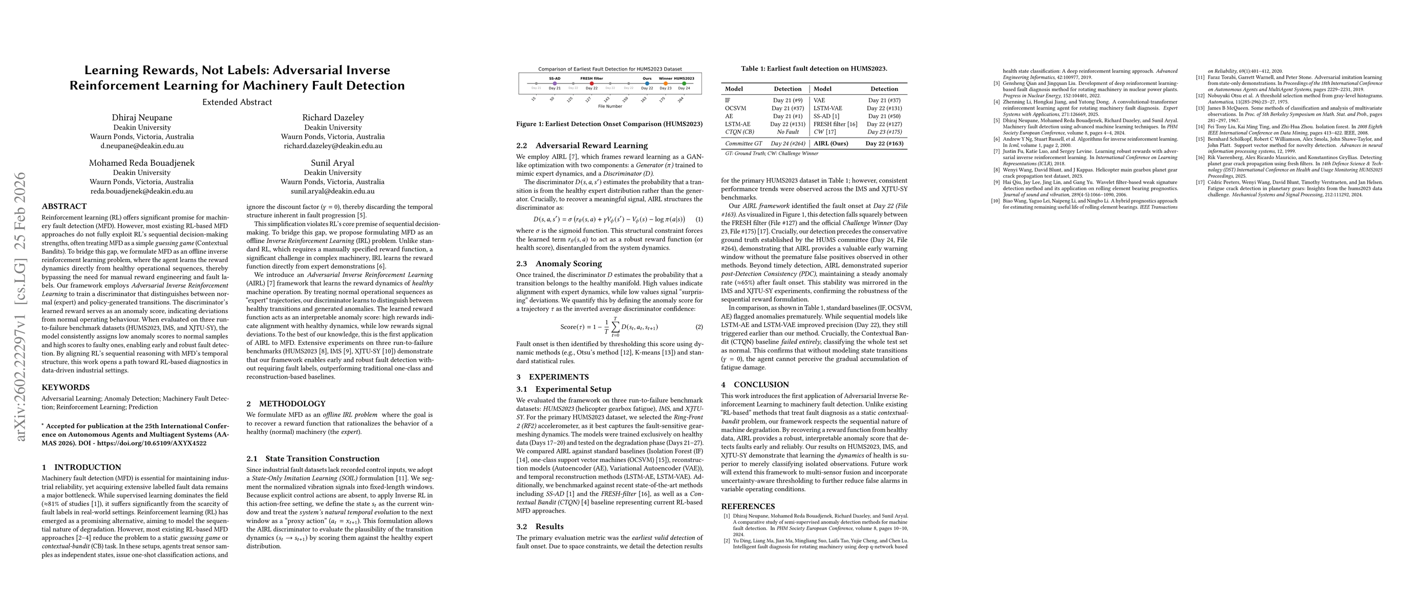 Thumbnail for Learning Rewards, Not Labels: Adversarial Inverse Reinforcement Learning for Machinery Fault Detection