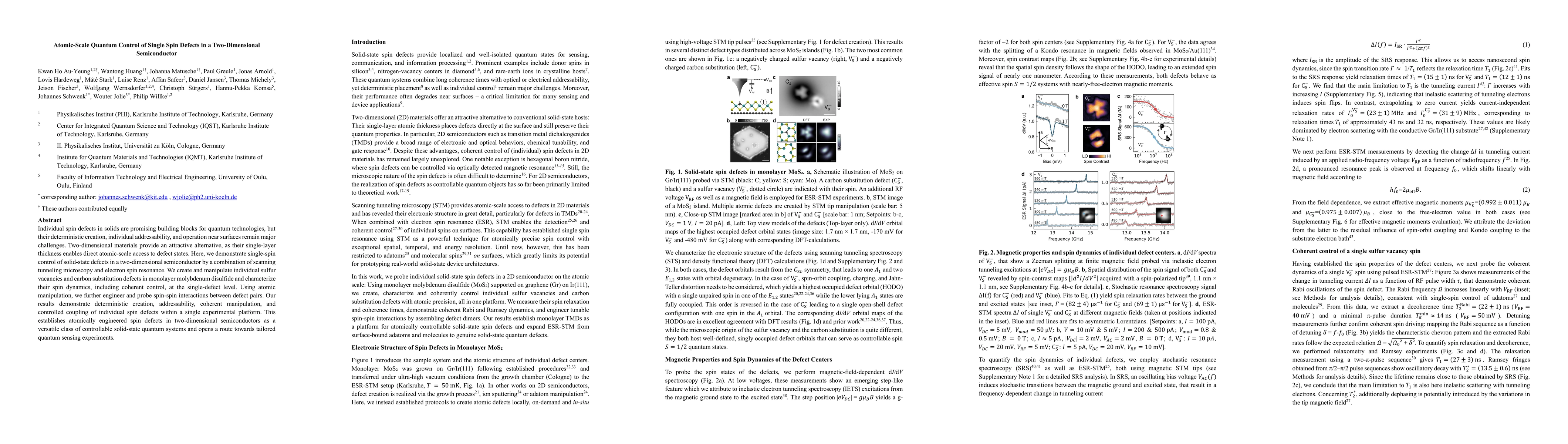 Thumbnail for Atomic-Scale Quantum Control of Single Spin Defects in a Two-Dimensional Semiconductor