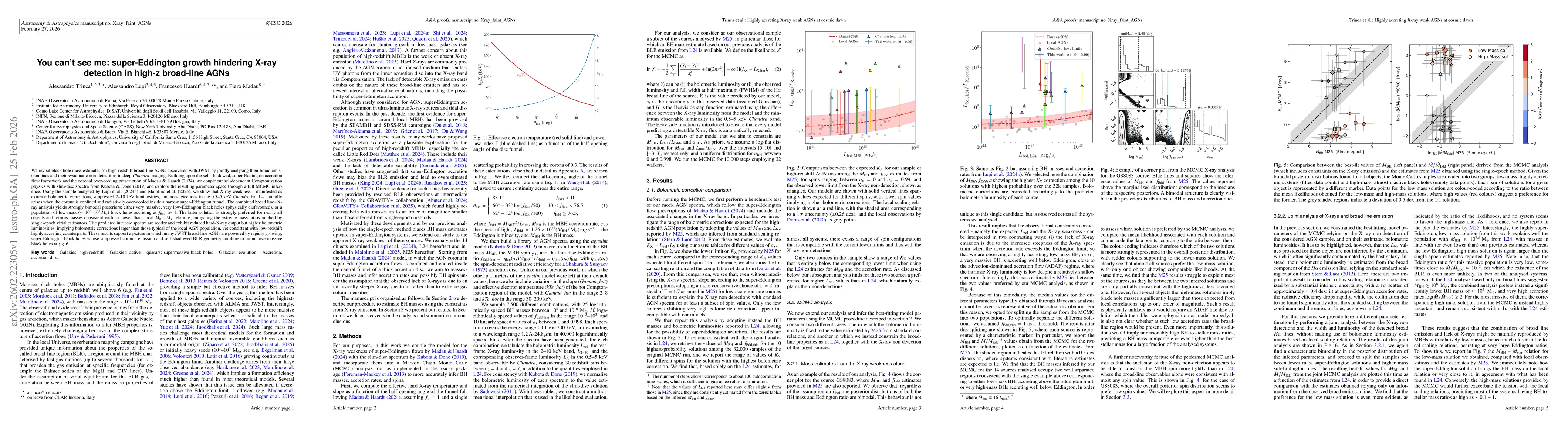 Thumbnail for You can't see me: super-Eddington growth hindering X-ray detection in high-z broad-line AGNs