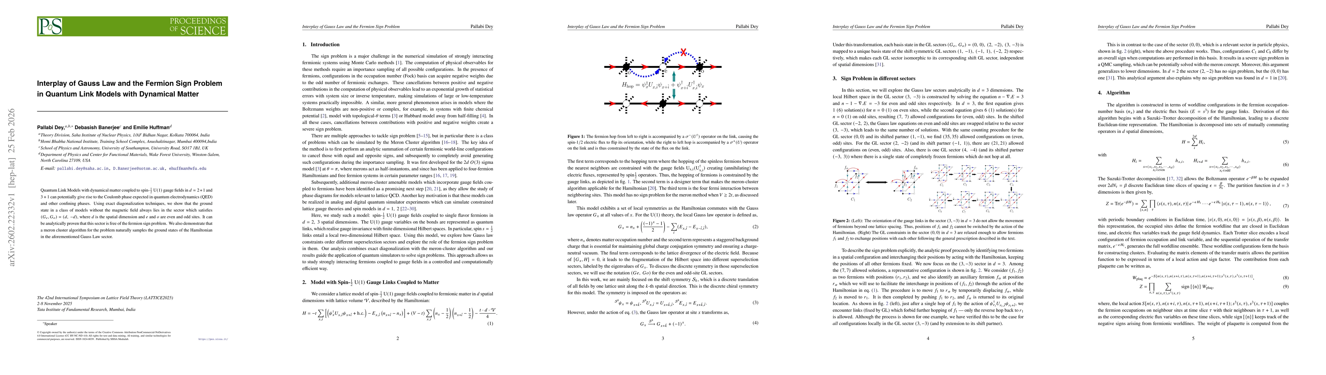 Thumbnail for Interplay of Gauss Law and the fermion sign problem in quantum link models with dynamical matter