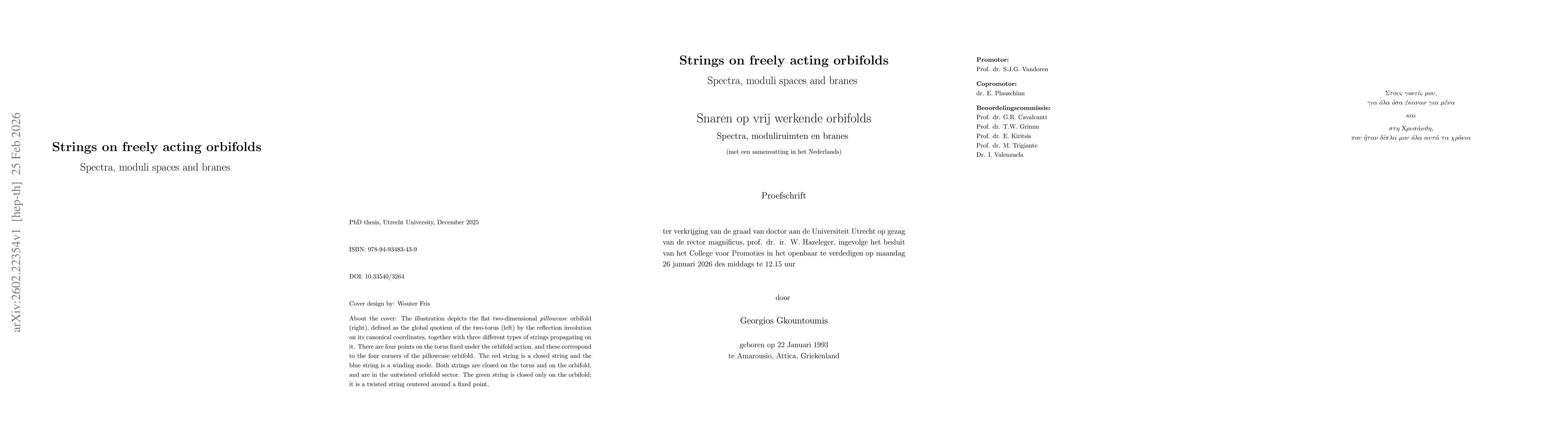 Thumbnail for Strings on freely acting orbifolds: Spectra, moduli spaces and branes
