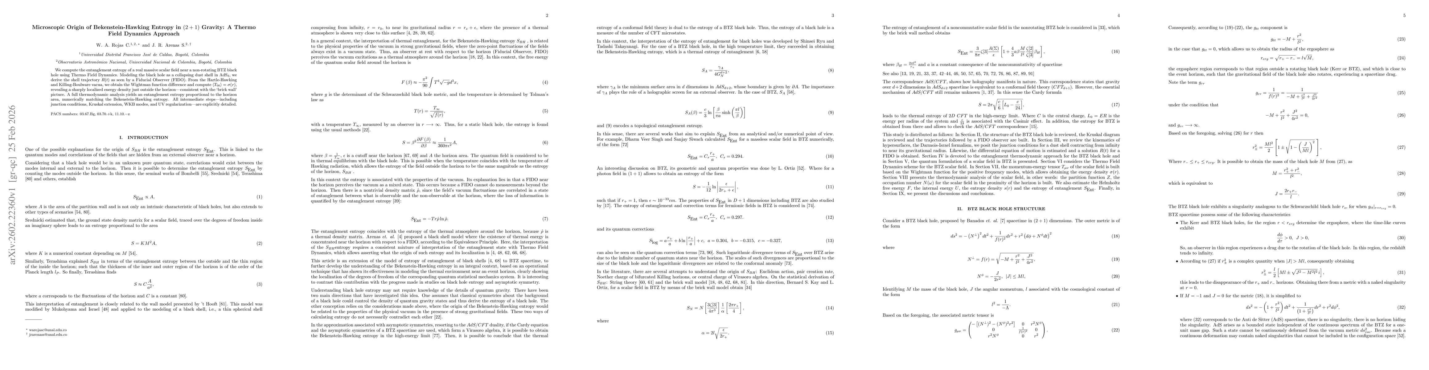 Thumbnail for Microscopic Origin of Bekenstein-Hawking Entropy in $(2+1)$ Gravity: A Thermo Field Dynamics Approach