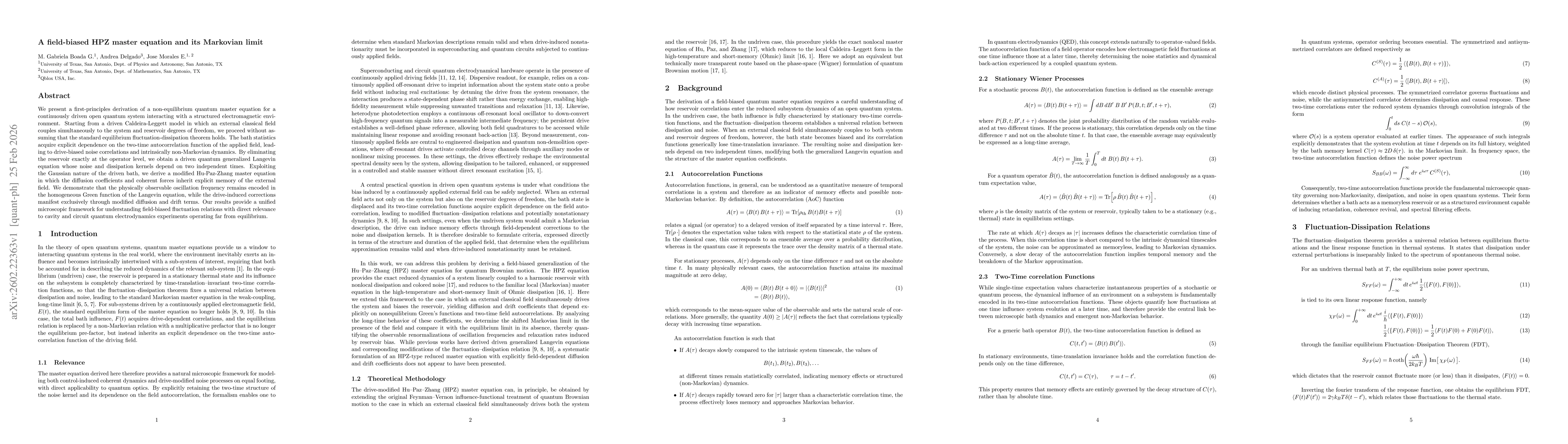 Thumbnail for A field-biased HPZ master equation and its Markovian limit