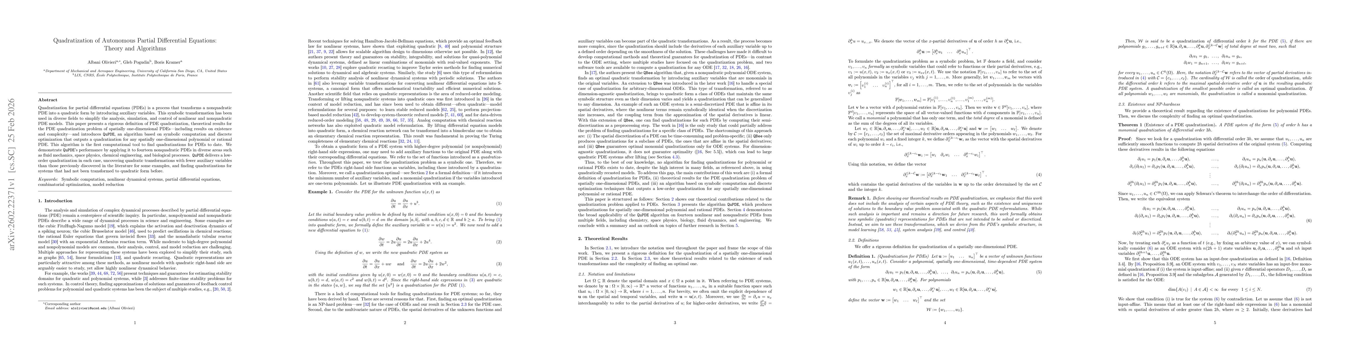 Thumbnail for Quadratization of Autonomous Partial Differential Equations: Theory and Algorithms