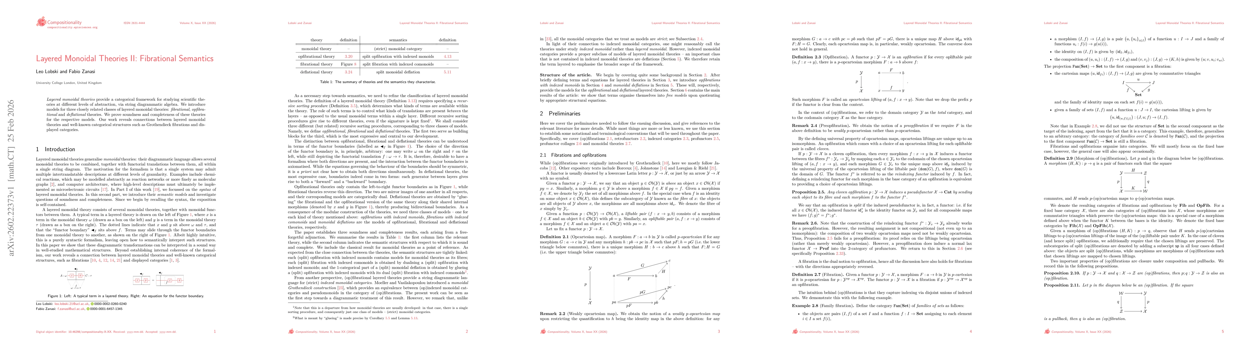 Thumbnail for Layered Monoidal Theories II: Fibrational Semantics