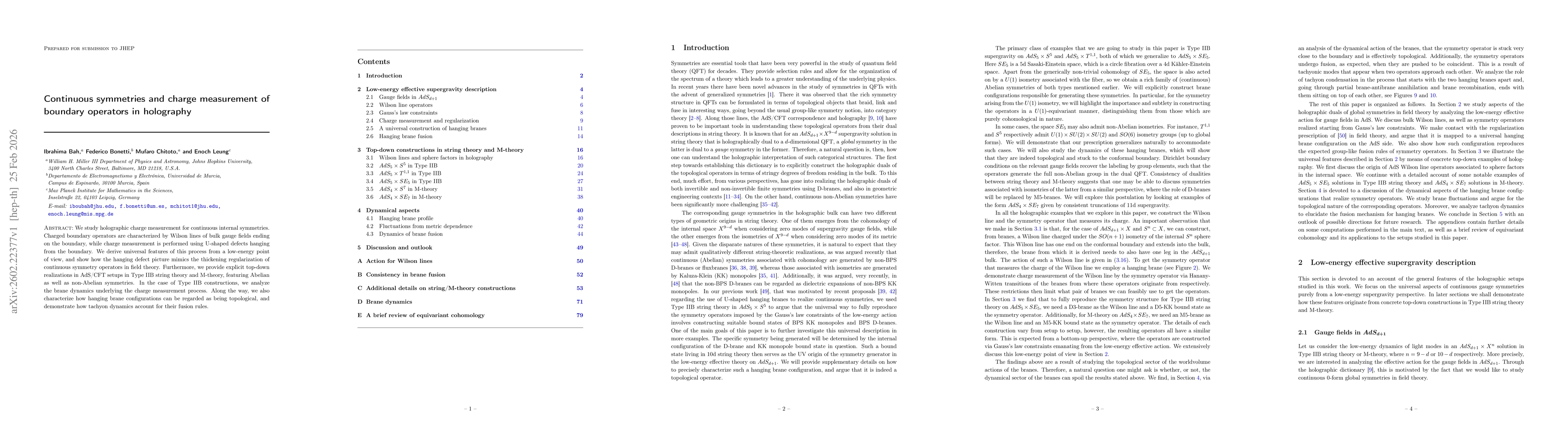 Thumbnail for Continuous symmetries and charge measurement of boundary operators in holography