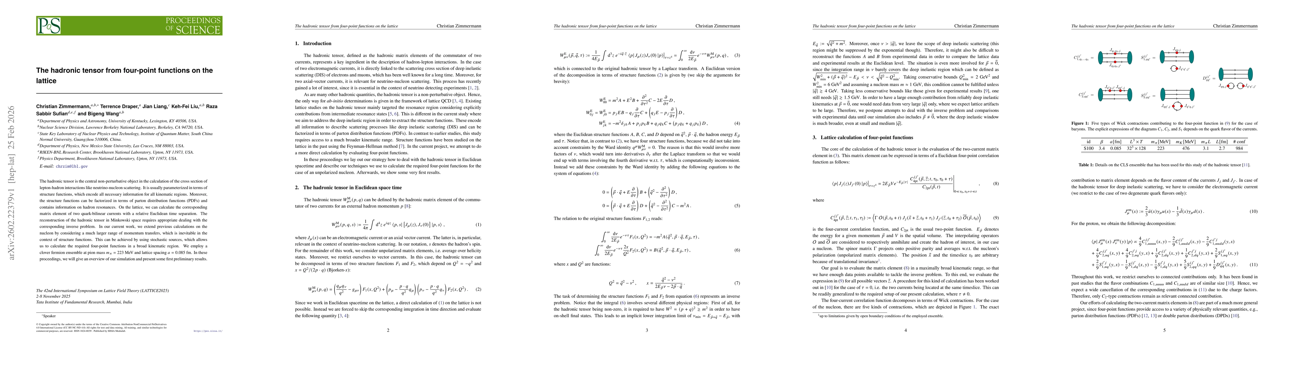 Thumbnail for The hadronic tensor from four-point functions on the lattice