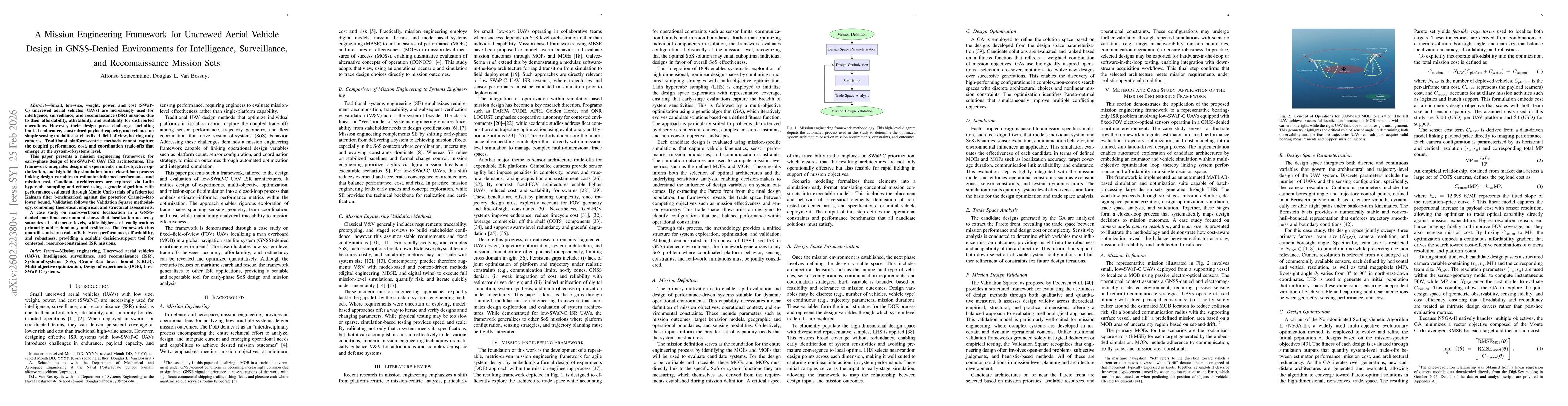 Thumbnail for A Mission Engineering Framework for Uncrewed Aerial Vehicle Design in GNSS-Denied Environments for Intelligence, Surveillance, and Reconnaissance Mission Sets