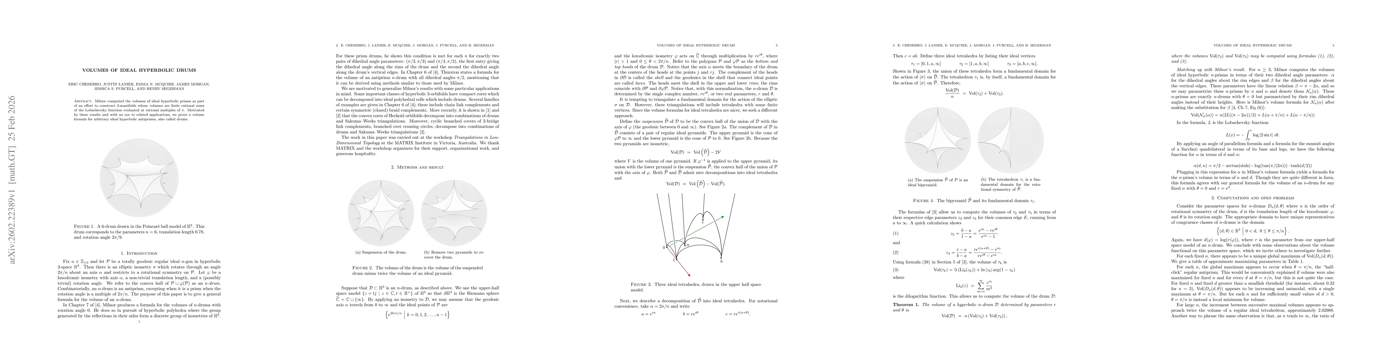 Thumbnail for Volumes of ideal hyperbolic drums