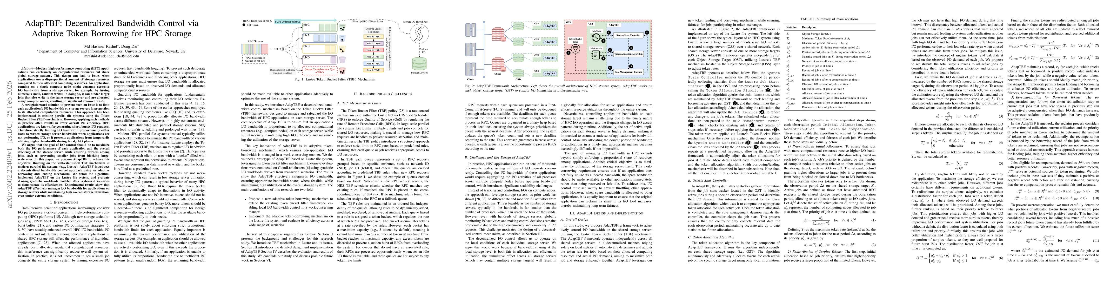 Thumbnail for AdapTBF: Decentralized Bandwidth Control via Adaptive Token Borrowing for HPC Storage