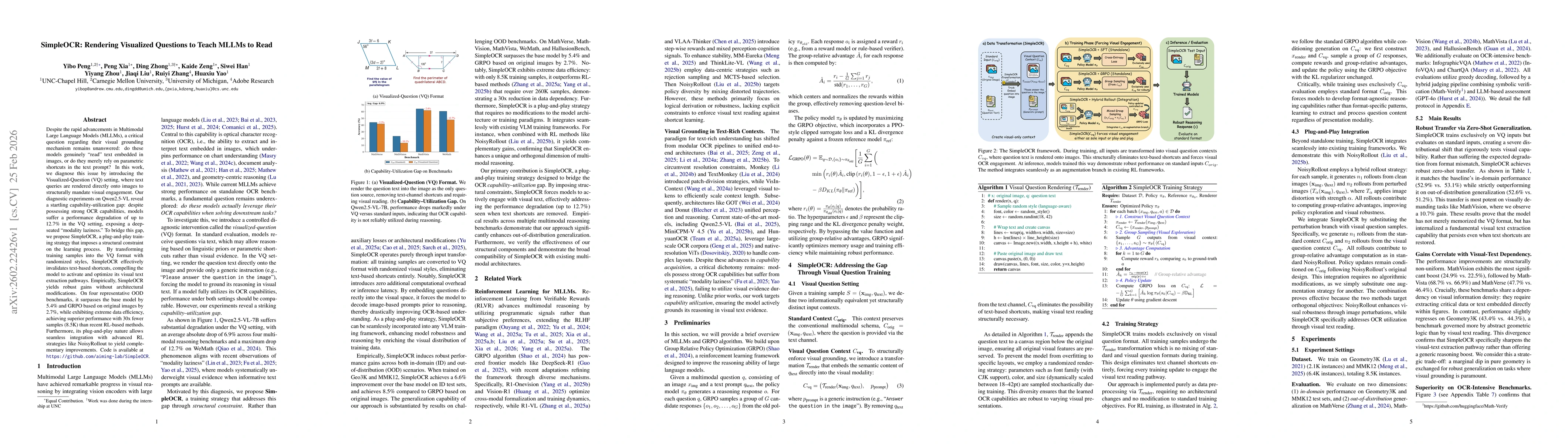 Thumbnail for SimpleOCR: Rendering Visualized Questions to Teach MLLMs to Read