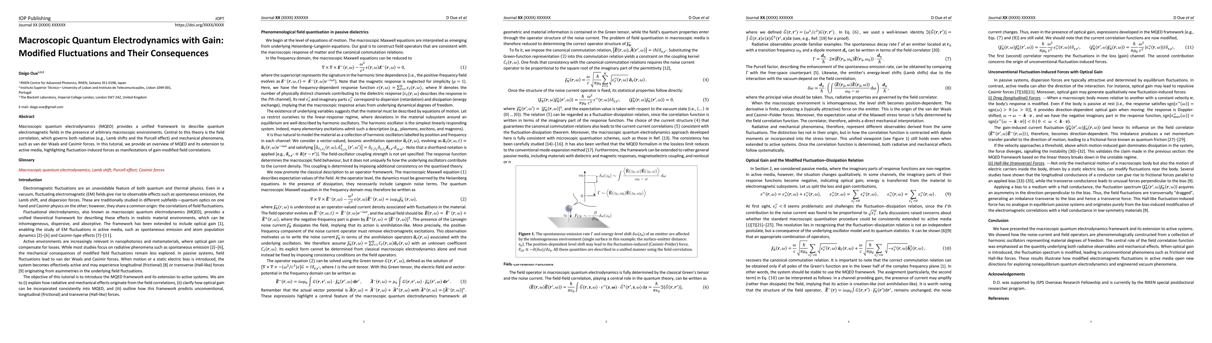 Thumbnail for Macroscopic Quantum Electrodynamics with Gain: Modified Fluctuations and Their Consequences