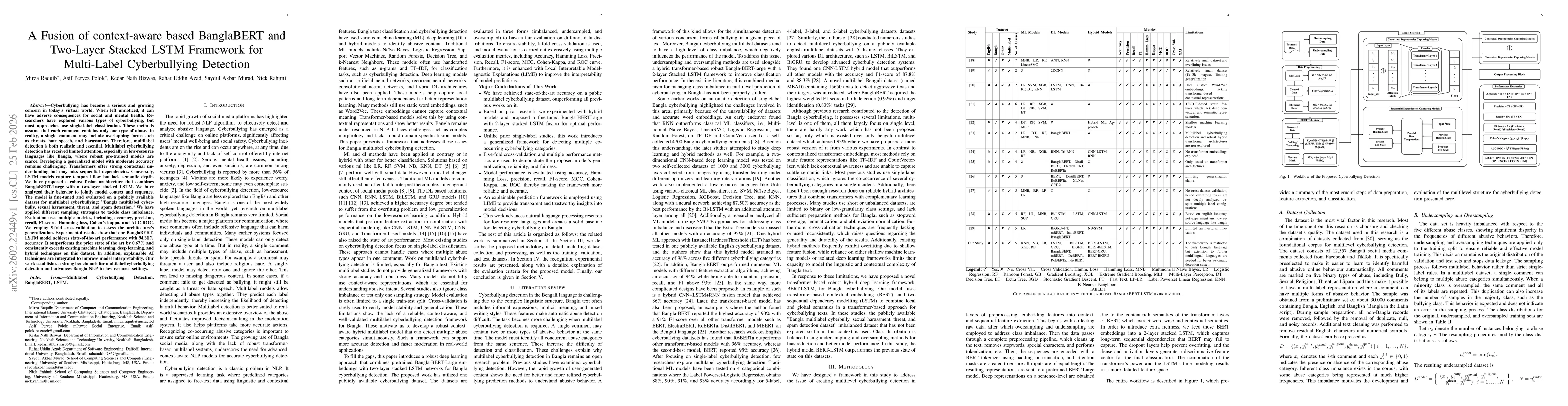 Thumbnail for A Fusion of context-aware based BanglaBERT and Two-Layer Stacked LSTM Framework for Multi-Label Cyberbullying Detection