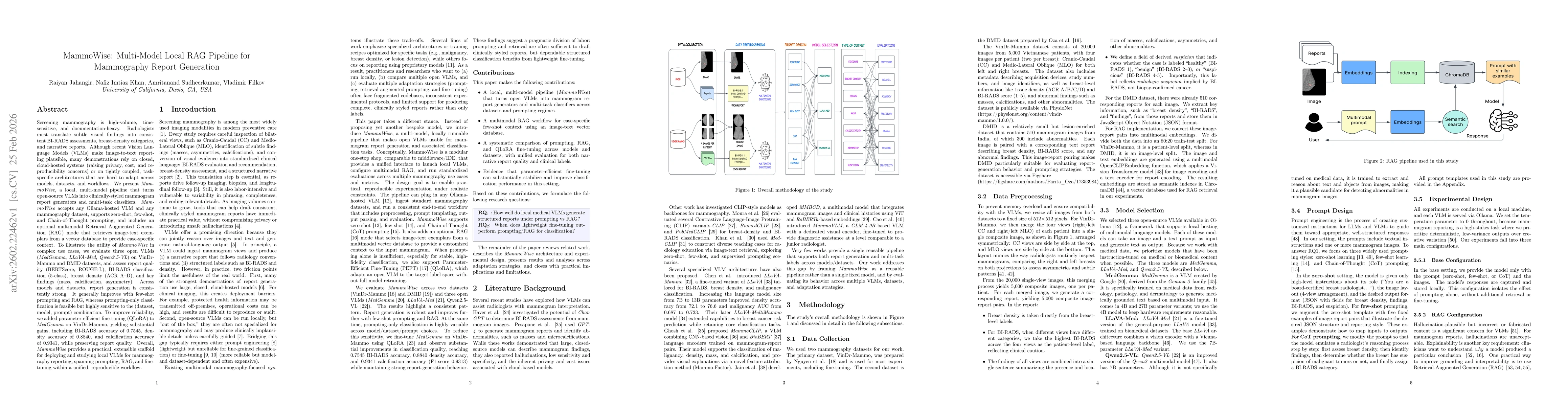 Thumbnail for MammoWise: Multi-Model Local RAG Pipeline for Mammography Report Generation