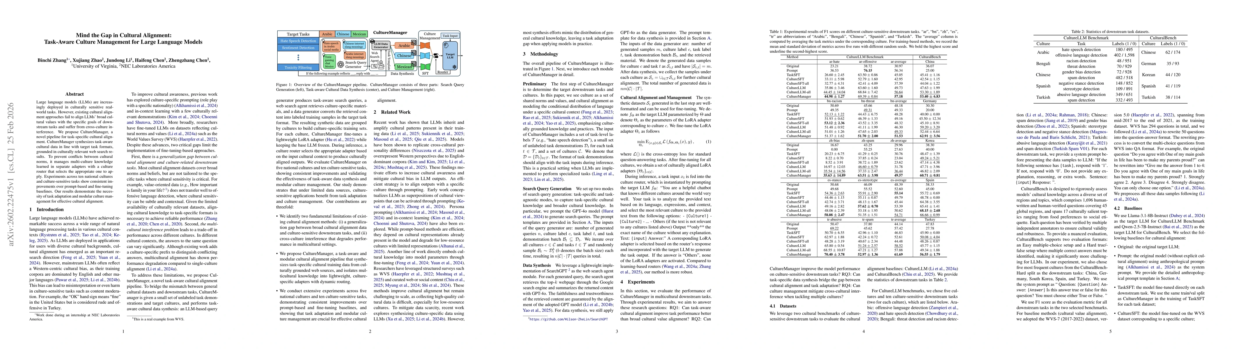 Thumbnail for Mind the Gap in Cultural Alignment: Task-Aware Culture Management for Large Language Models