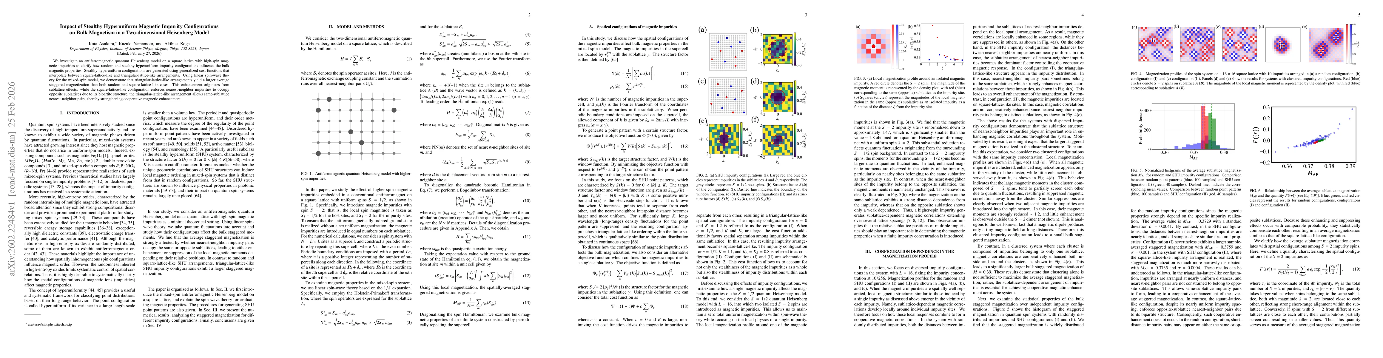 Thumbnail for Impact of Stealthy Hyperuniform Magnetic Impurity Configurations on Bulk Magnetism in a Two-dimensional Heisenberg Model