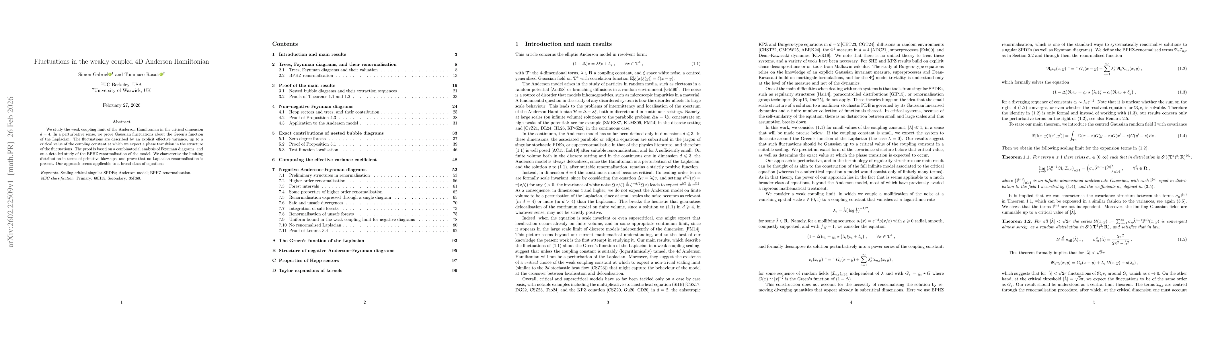 Thumbnail for Fluctuations in the weakly coupled 4D Anderson Hamiltonian